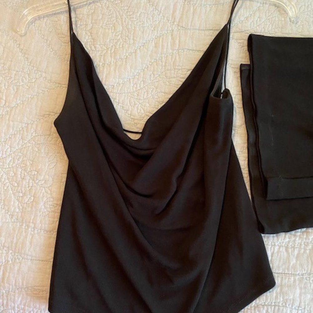 VS-Moda International cocktail pant suits, black & apricot, size small - Picture 5 of 15